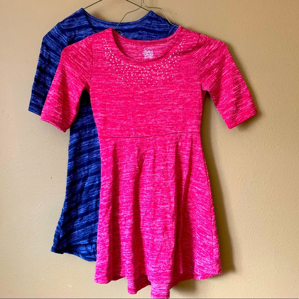 Faded Glory Red and Blue Dresses Size 7/8